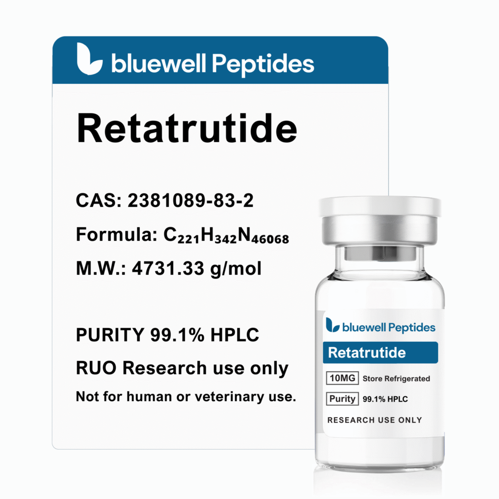 Retatrutide 10mg high purity research peptide vial – Bluewell Peptides