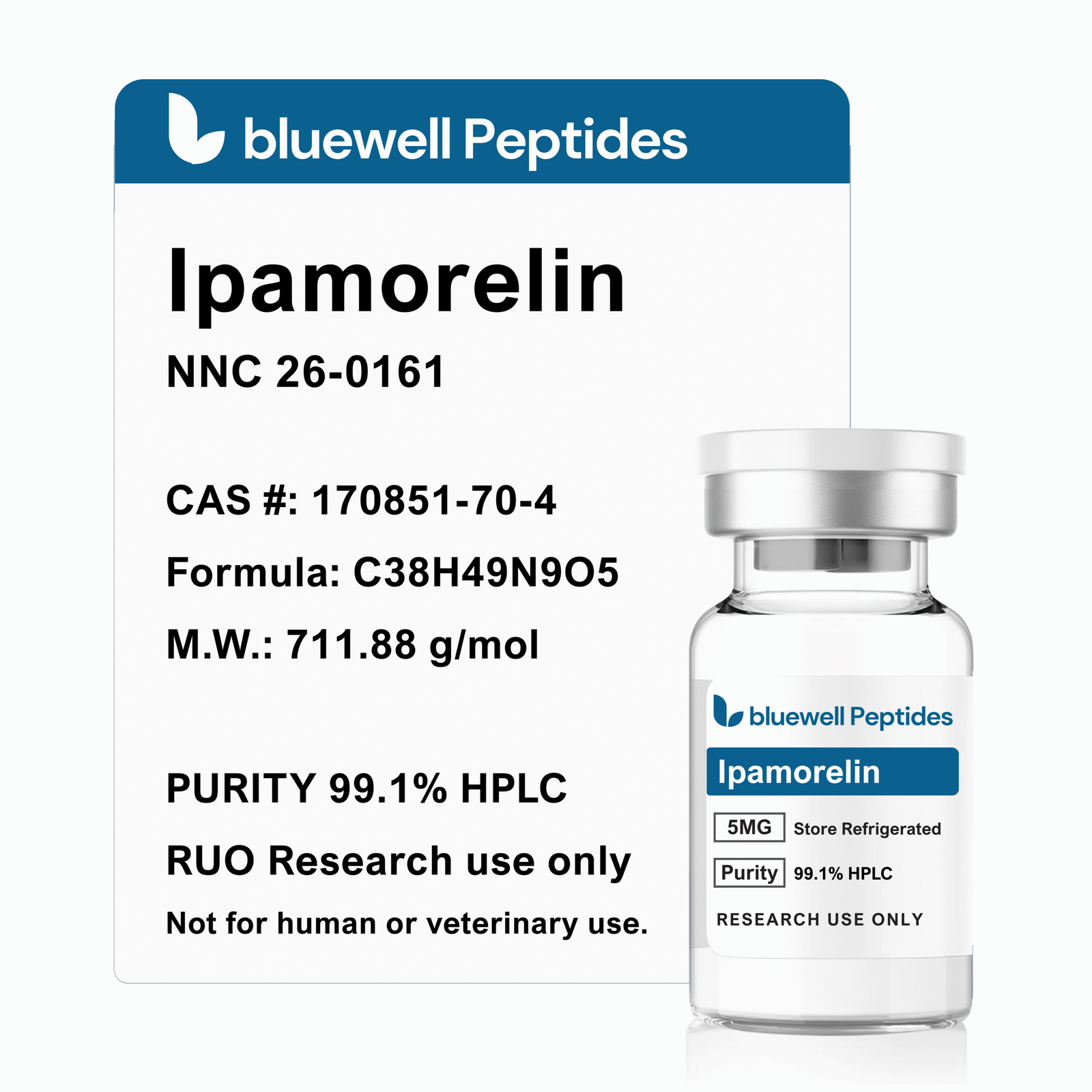 Ipamorelin 5mg high-purity research peptide vial – Bluewell Peptides