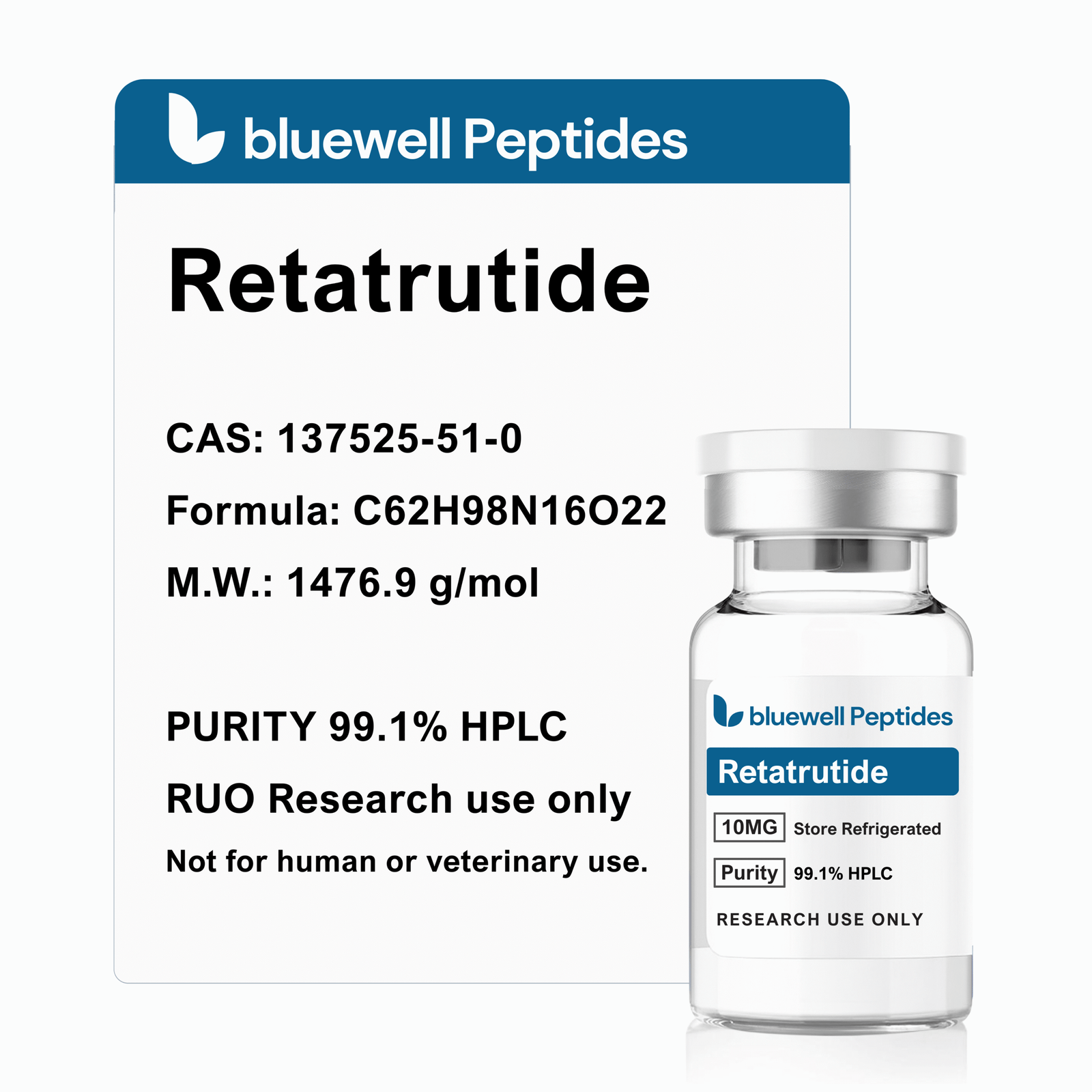 Retatrutide 10mg high-purity research peptide vial – Bluewell Peptides