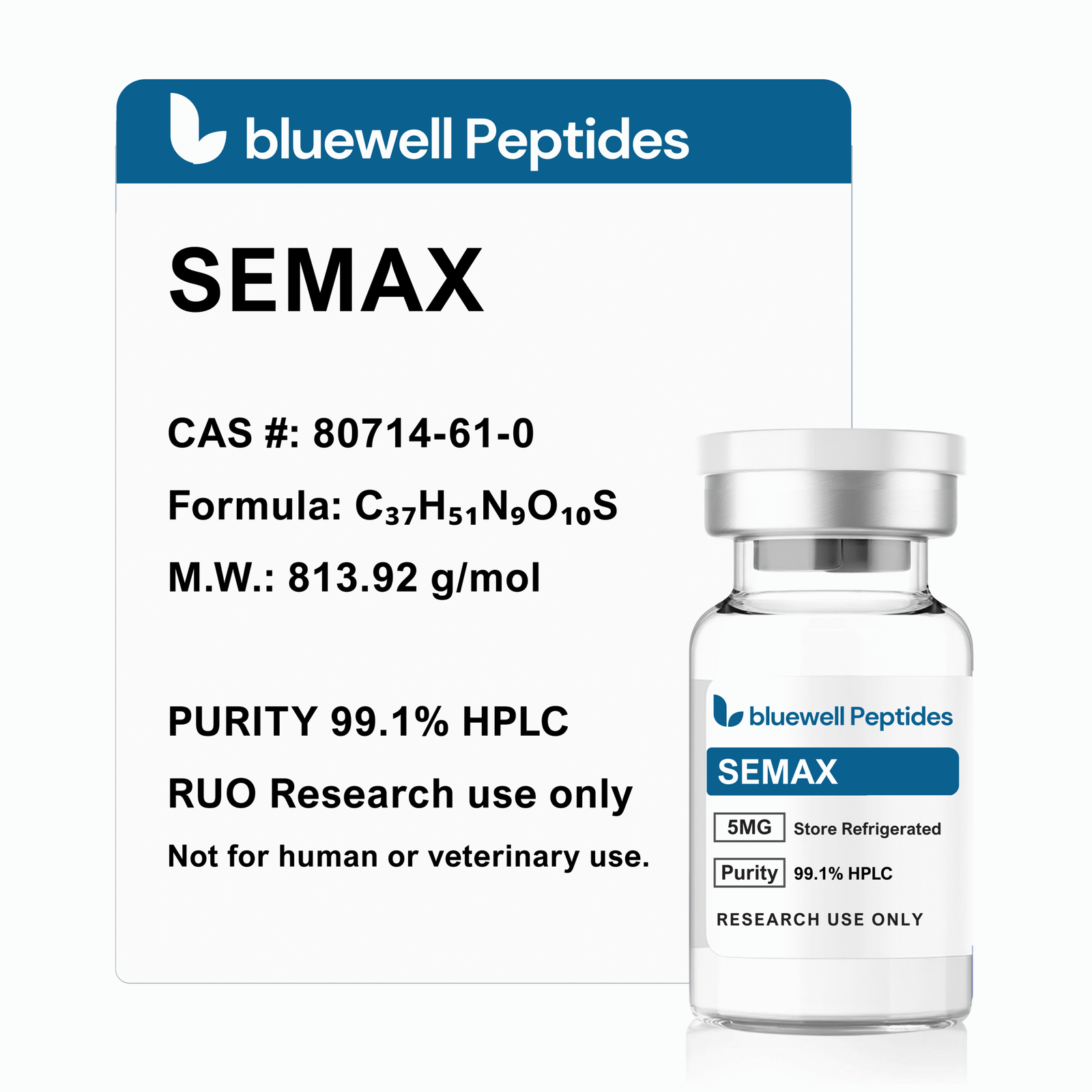 Semax 5mg high-purity research peptide vial – Bluewell Peptides