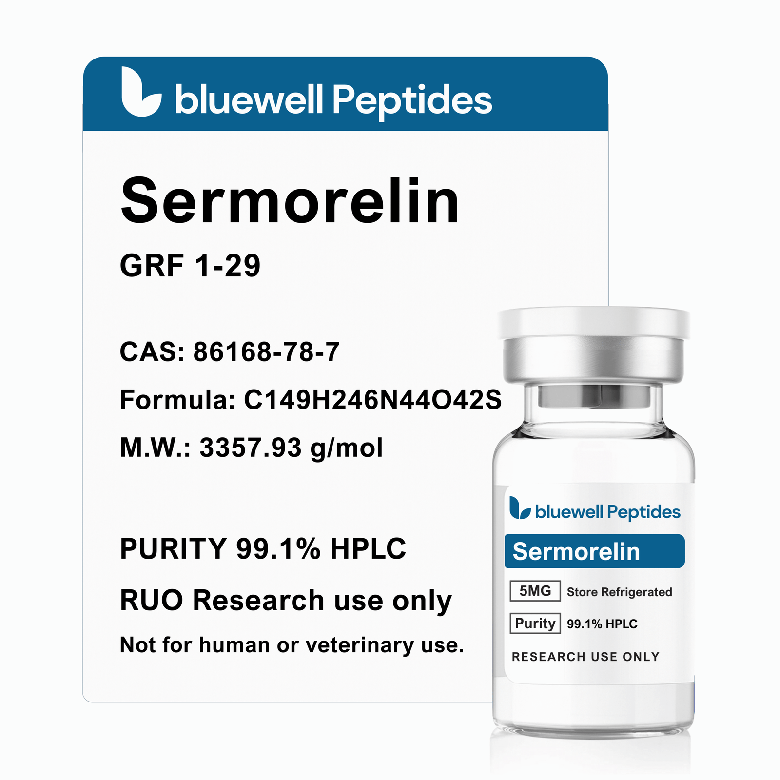 Sermorelin 5mg high-purity research peptide vial – Bluewell Peptides