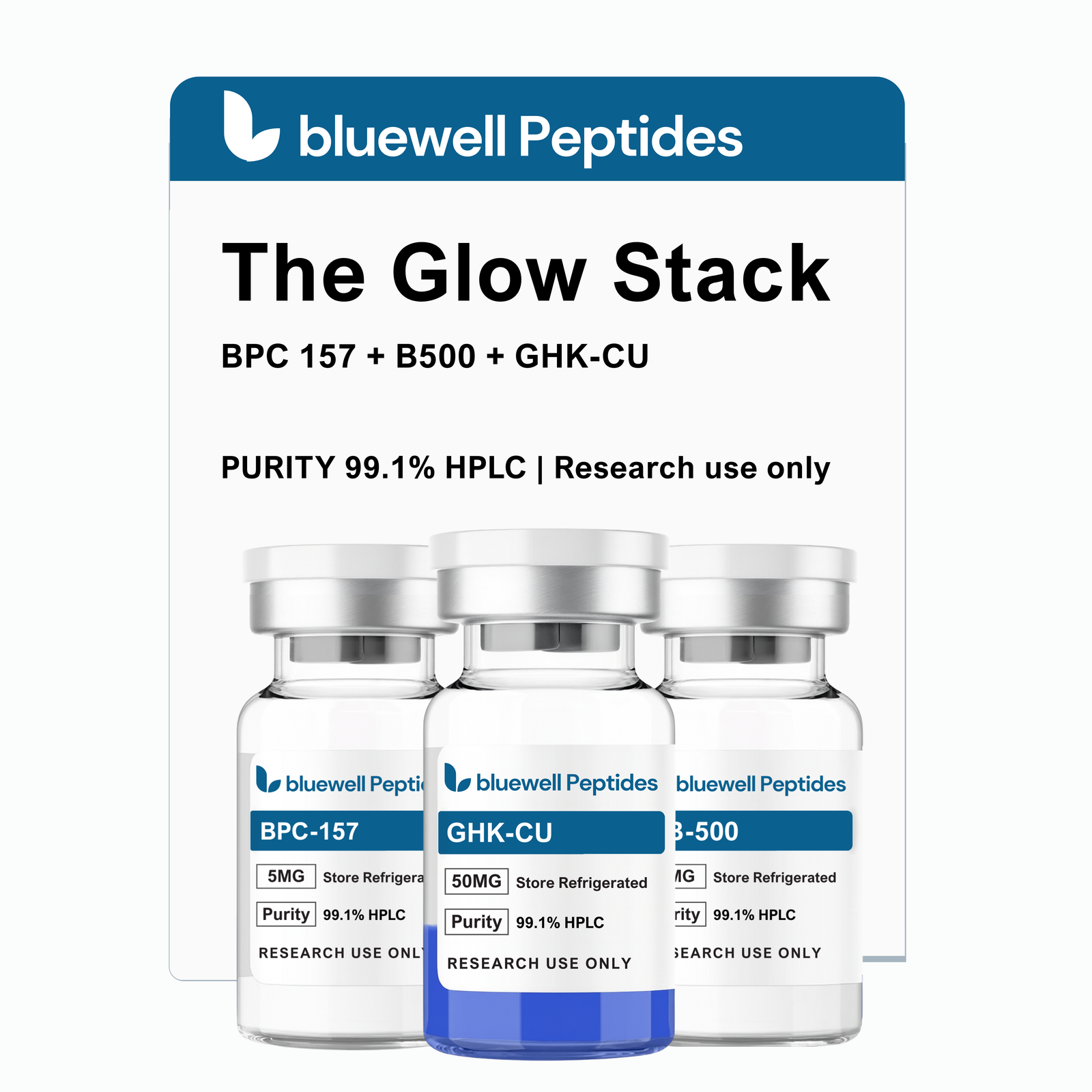 BPC-157 5mg + TB-500 5mg + GHK-Cu 50mg "The Glow Stack"