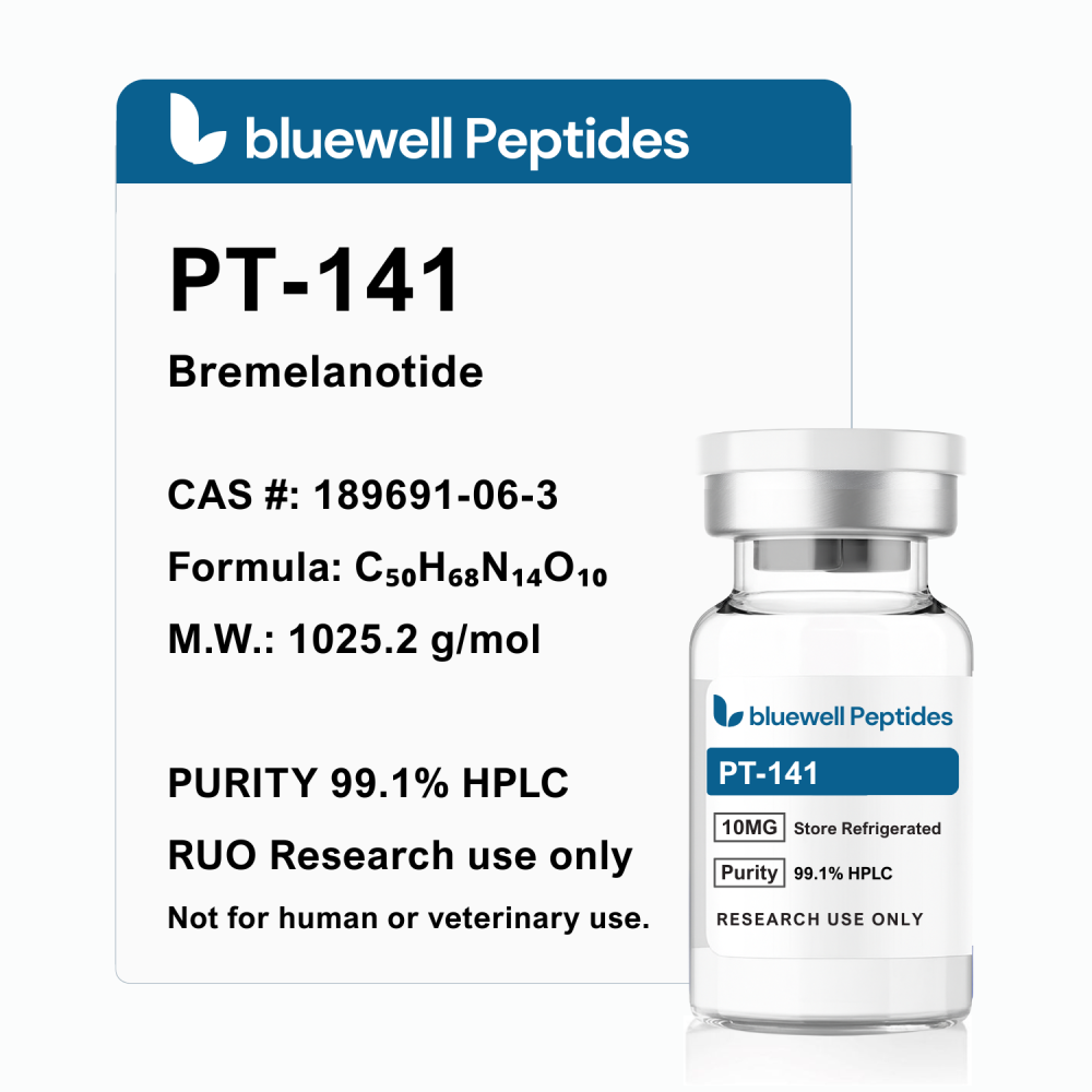 PT-141 Bremelanotide 10mg high purity lyophilised research peptide vial – Bluewell Peptides