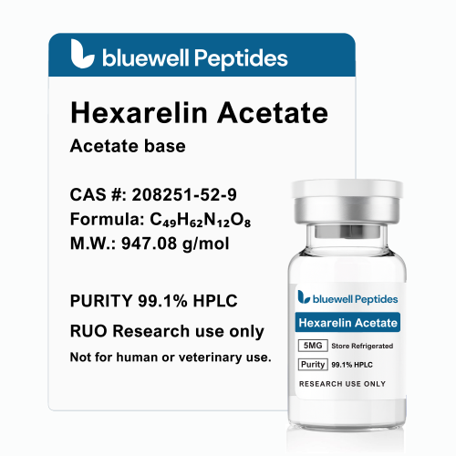 Hexarelin Acetate 5mg Peptide – High-Purity Research Peptide by Bluewell Peptides, COA Verified