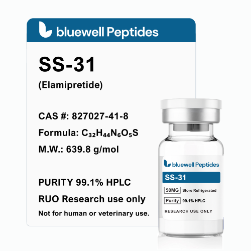 SS-31 50MG PEPTIDE High-Purity Research Peptide by Bluewell Peptides, COA Verified, Vial Image